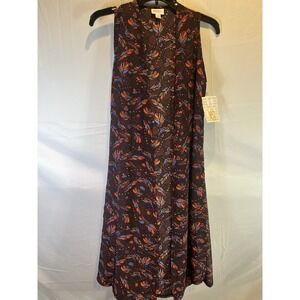 NWT LuLaRoe Women's Joy Duster Vest Size XS Brown Longline Sleeveless Side Slits